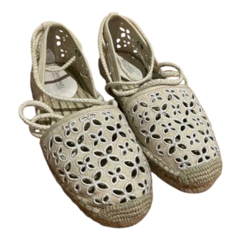 🌟Michael Kors Cream Darci Espadrille Flats with Ankle Tie